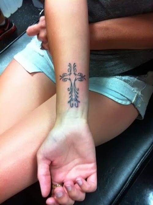 Small Cross Tattoo On Wrist for Women