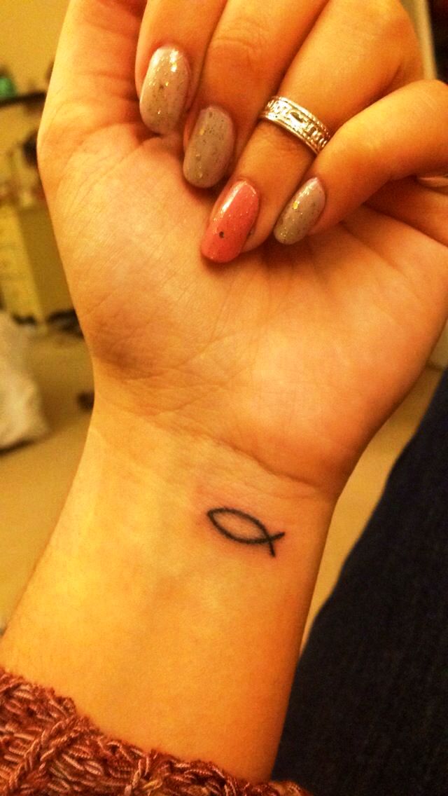 Small Jesus Fish Tattoo On Wrist
