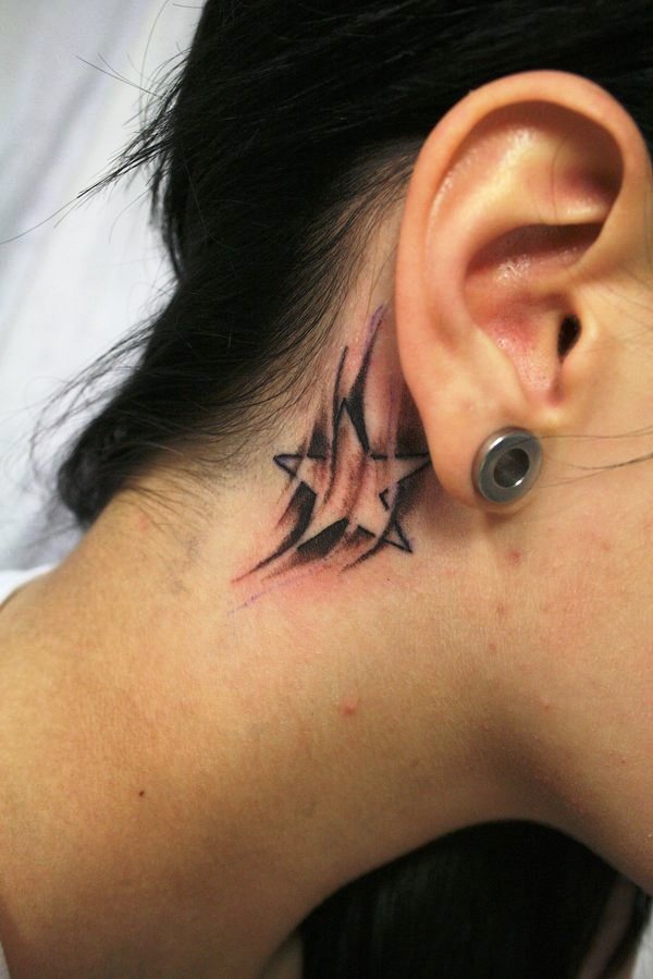 Small Star Tattoo Behind Ear