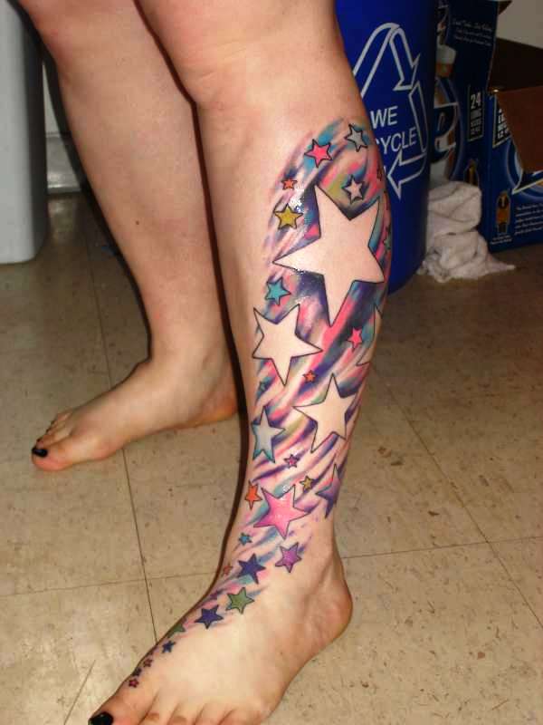Star Tattoos On Leg