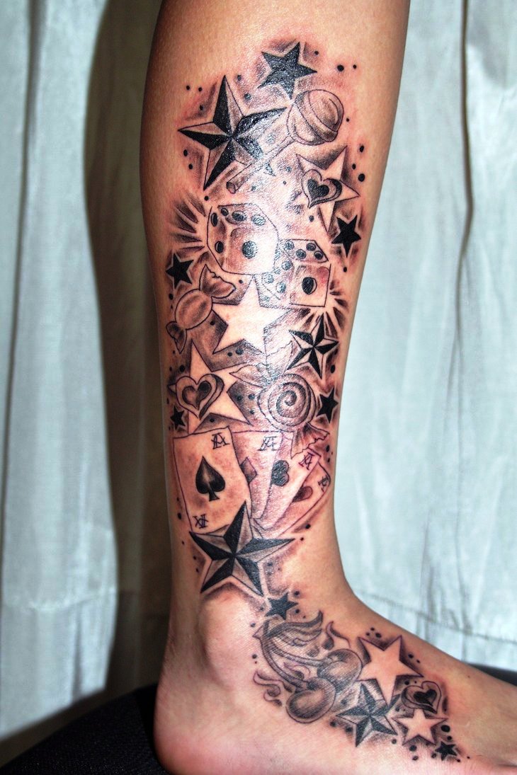 Star Tattoos On Leg