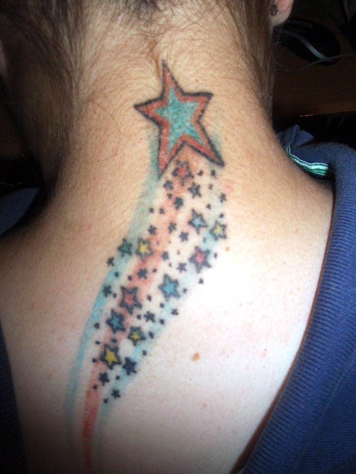 Star Tattoos On Neck and Back