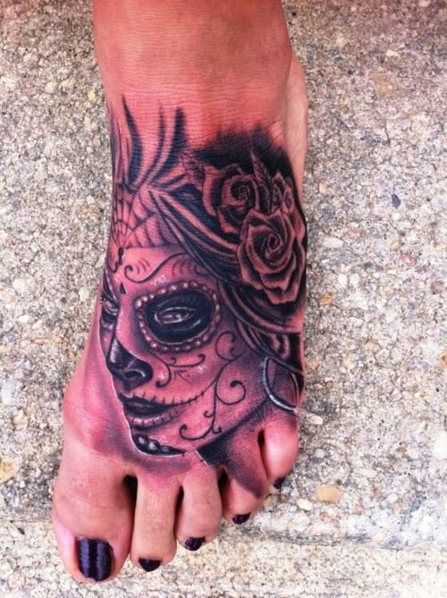 Sugar Skull Foot Tattoo