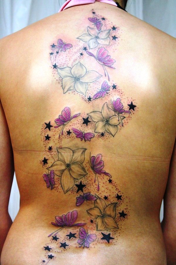 Tattoo Stars Butterflies and Flowers