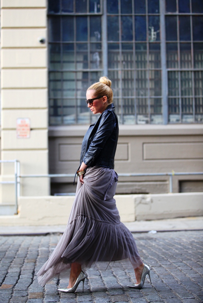 Tulle Skirt and Leather Jacket