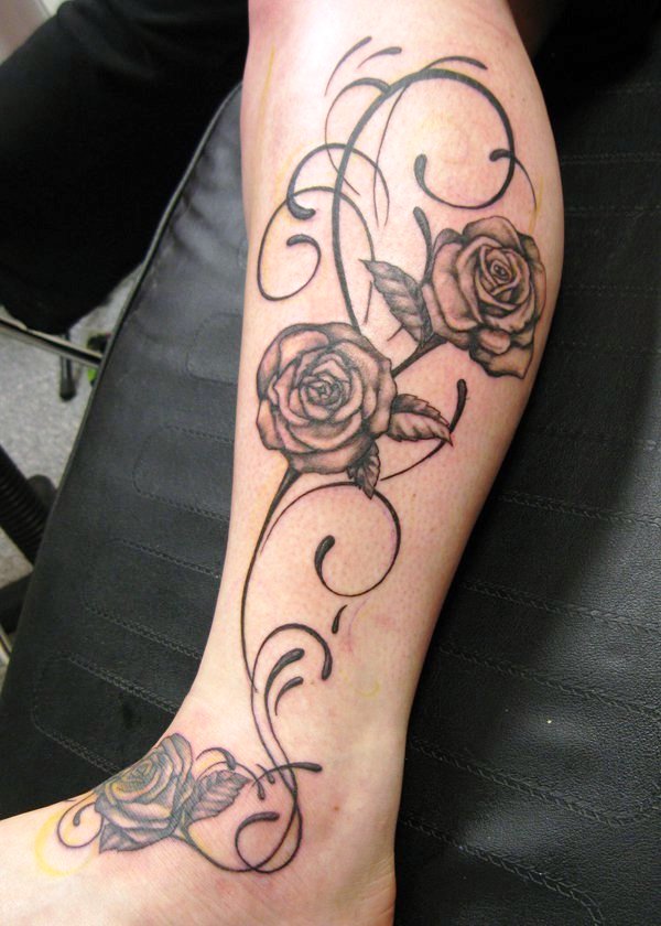 Upper Arm Rose Tattoos For Women