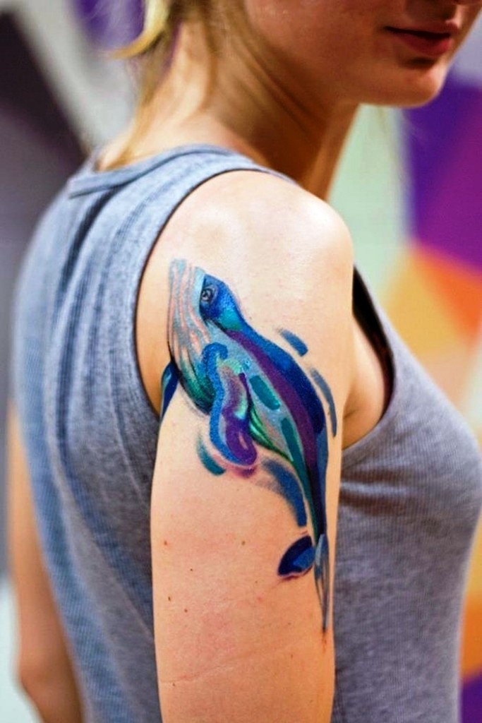 Watercolor Dolphin Tattoos
