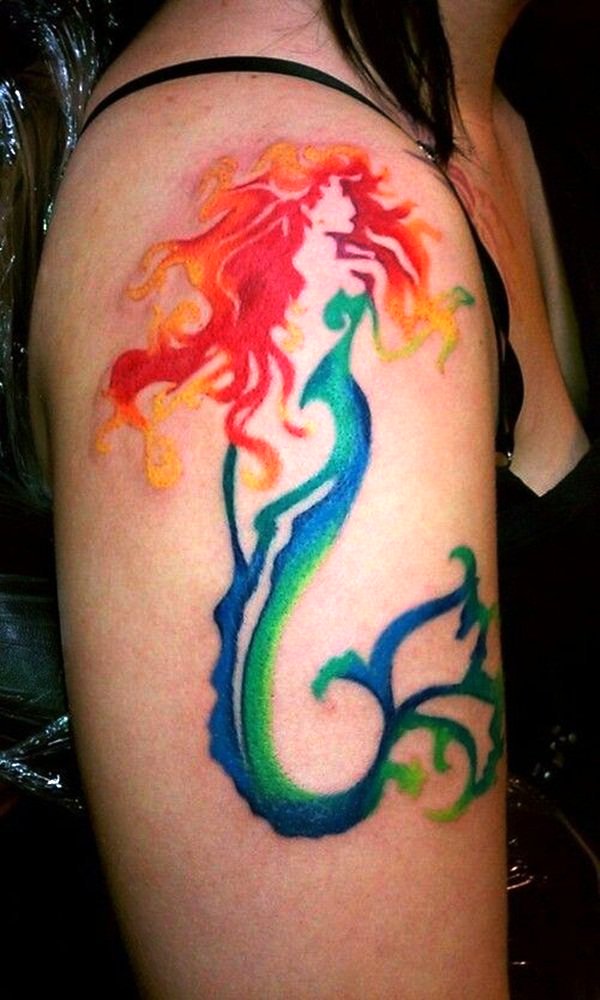 Watercolor Mermaid Tattoo