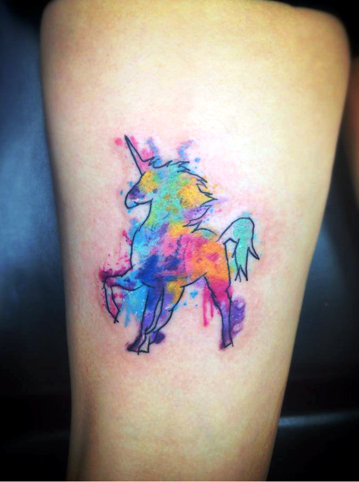 Watercolor Unicorn Tattoo Designs