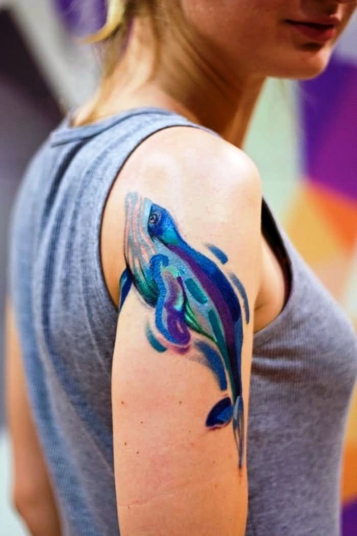 Watercolor Whale Tattoo