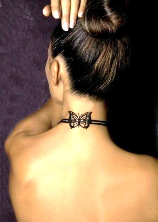 Woman Neck Tattoos Designs