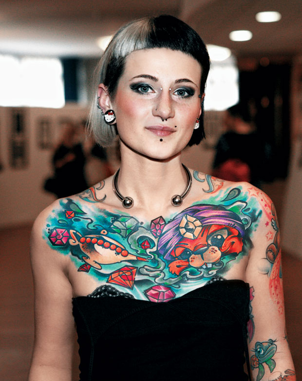Women Chest Tattoo Designs