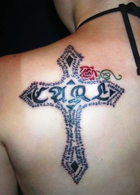 cross Tattoo On Back for Women