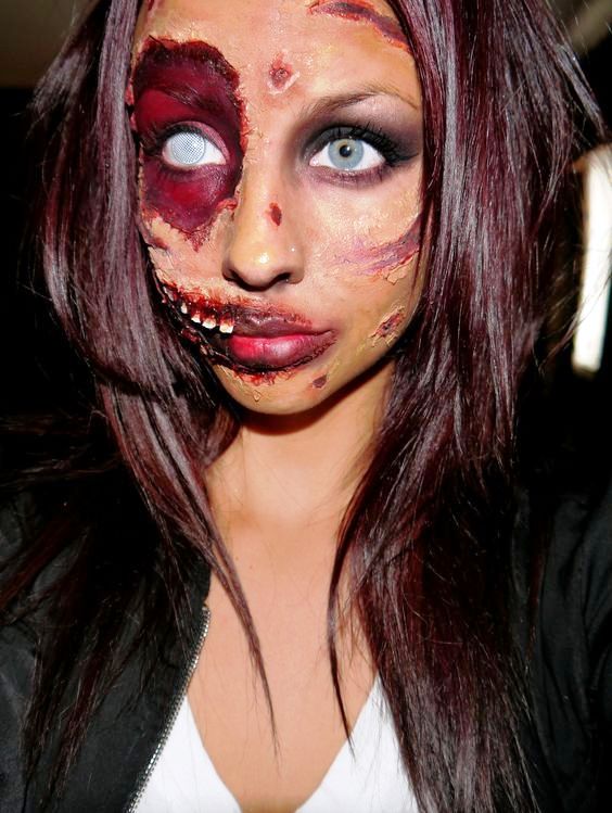 half Halloween Zombie Makeup