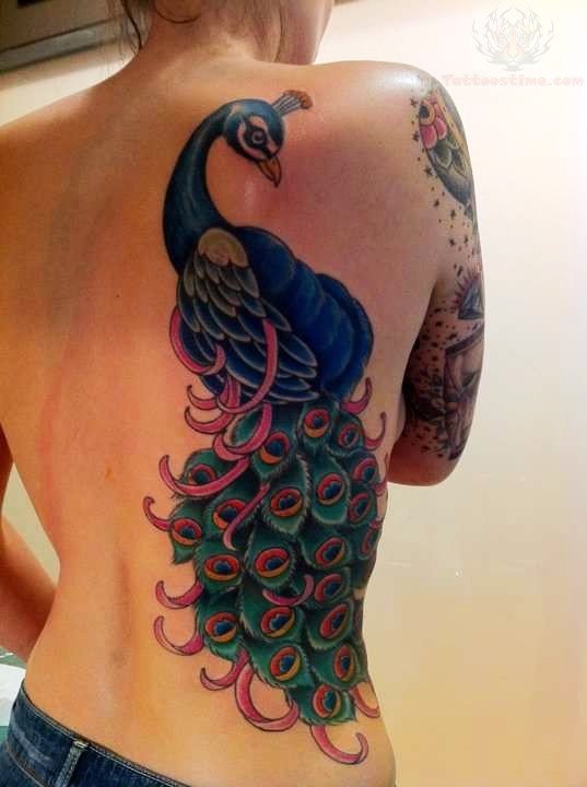 peacock-tattoo-on-girl-back-body