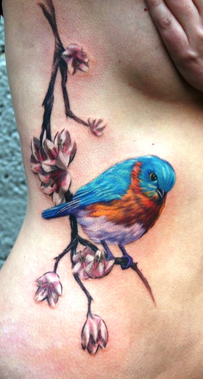 realistic Blue Bird Tattoo