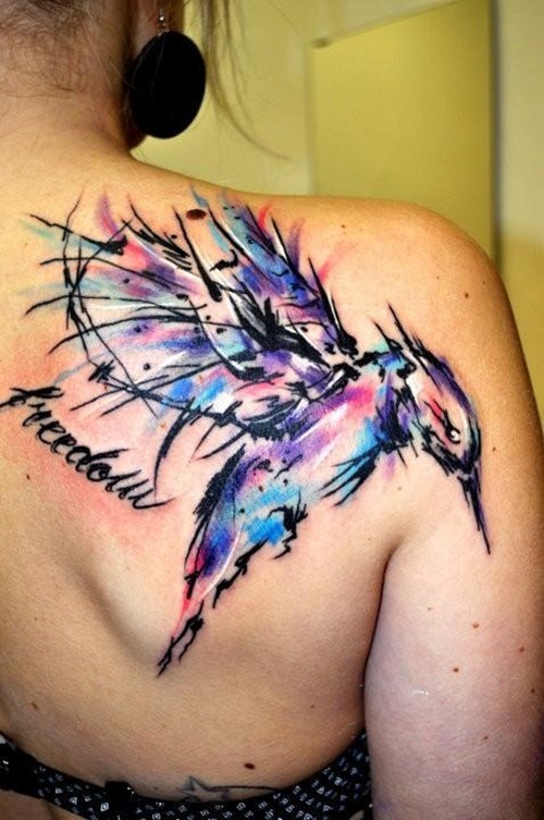 shoulder-tattoo-designs-colorful-bird-tattoo-ideas-for-women-best-choice