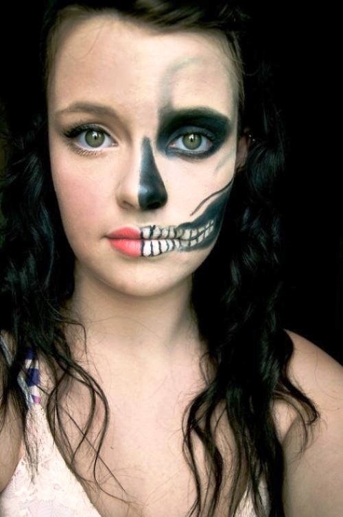 Awesome skeleton makeup half face