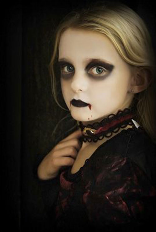 Girl Vampire Face Painting for Halloween