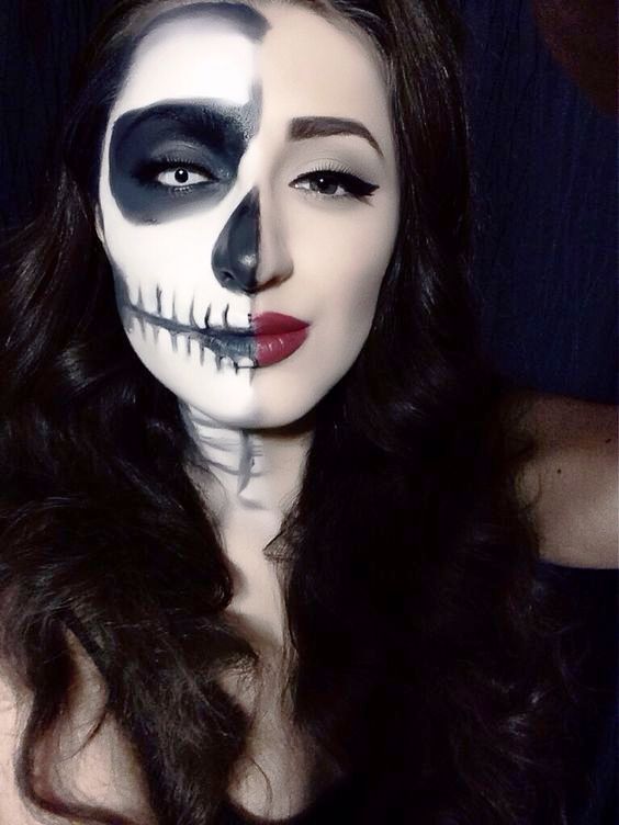 Half skeleton Halloween makeup