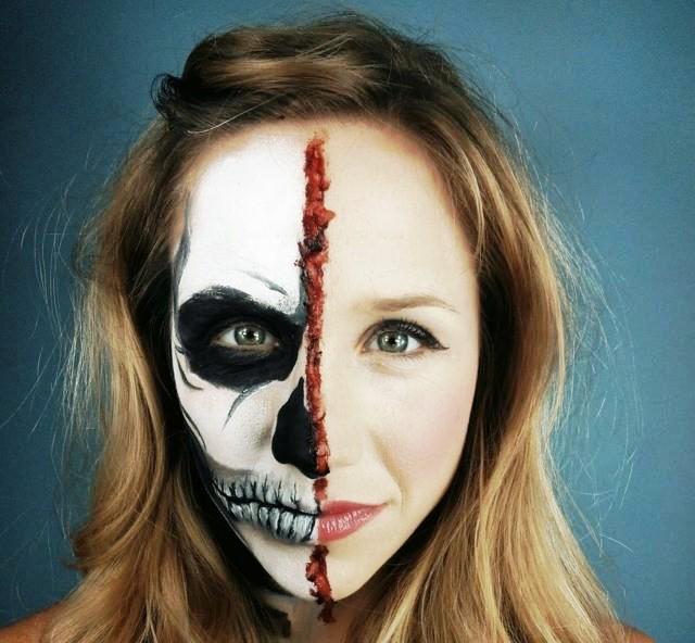 Halloween Makeup Women Half Face Zombie