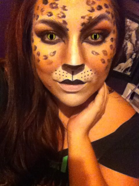 Halloween cat makeup leopard print