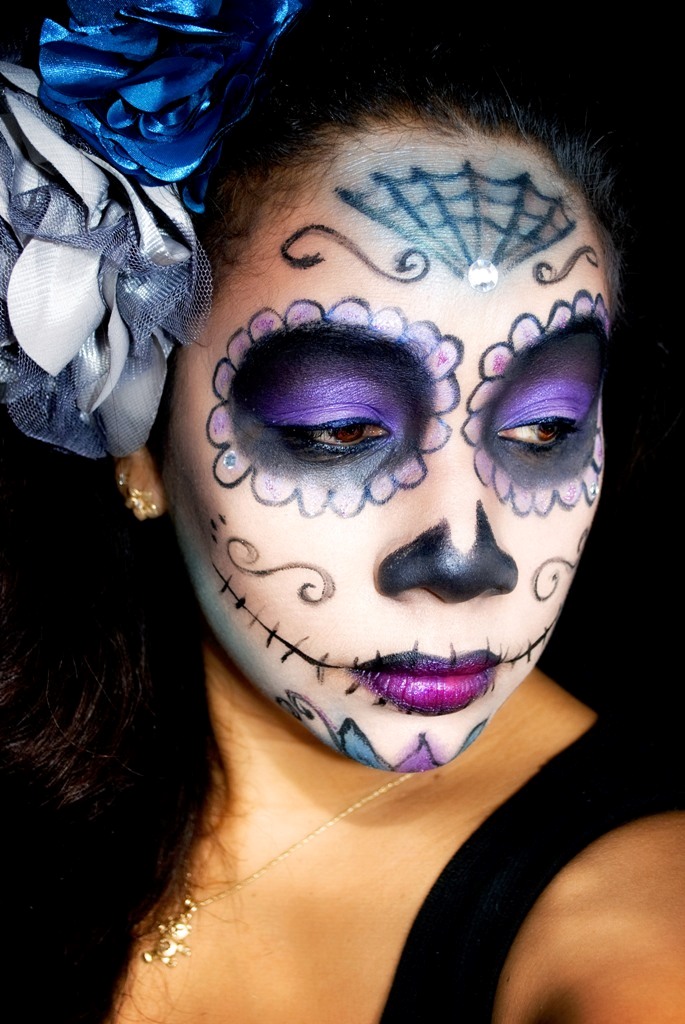 Purple Sugar Skull Halloween Makeup
