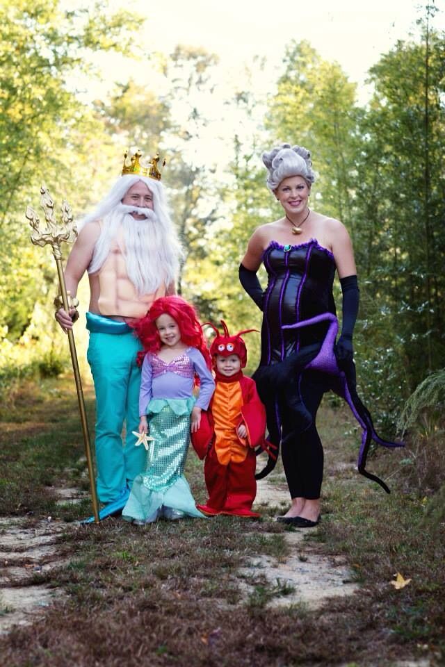 The Little Mermaid themed family Halloween costumes