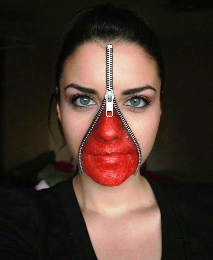 creative halloween zipper makeup ideas
