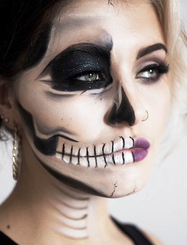 half skull makeup