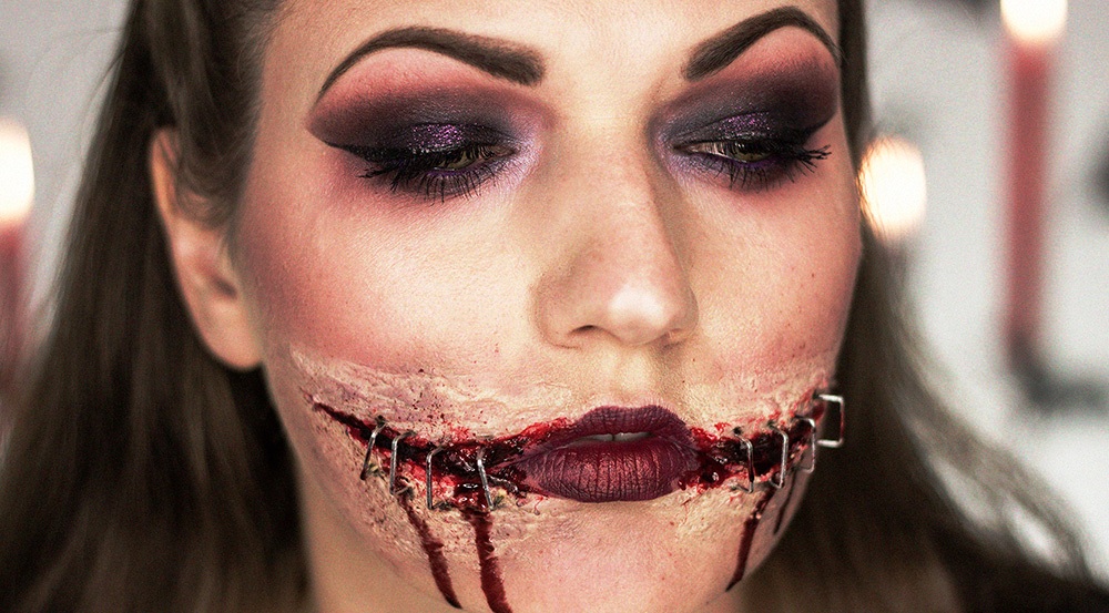 halloween mouth stecheed makeup ideas