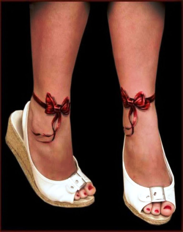 Ankle Bow Tattoo