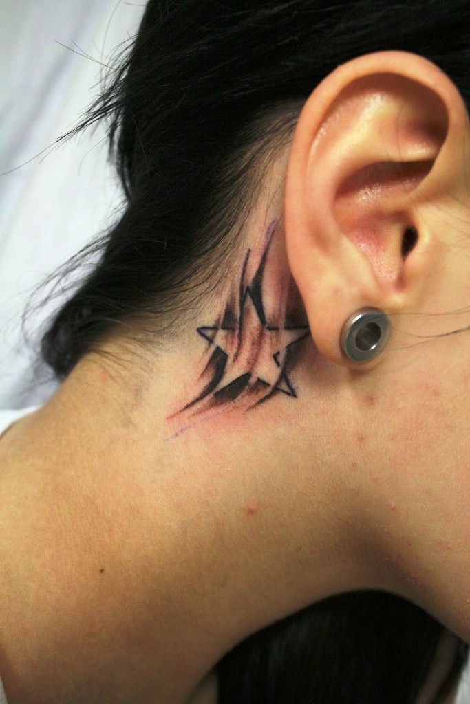 Behind Ear Star Tattoos for Women
