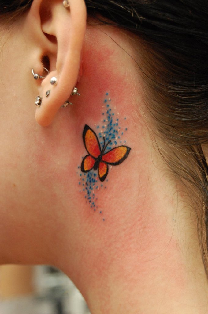 Butterfly Tattoo Behind Ear