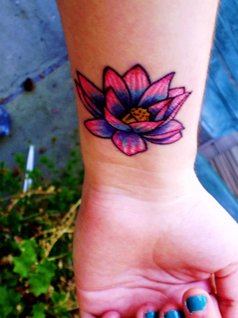 Colorful Lotus Flower Tattoo