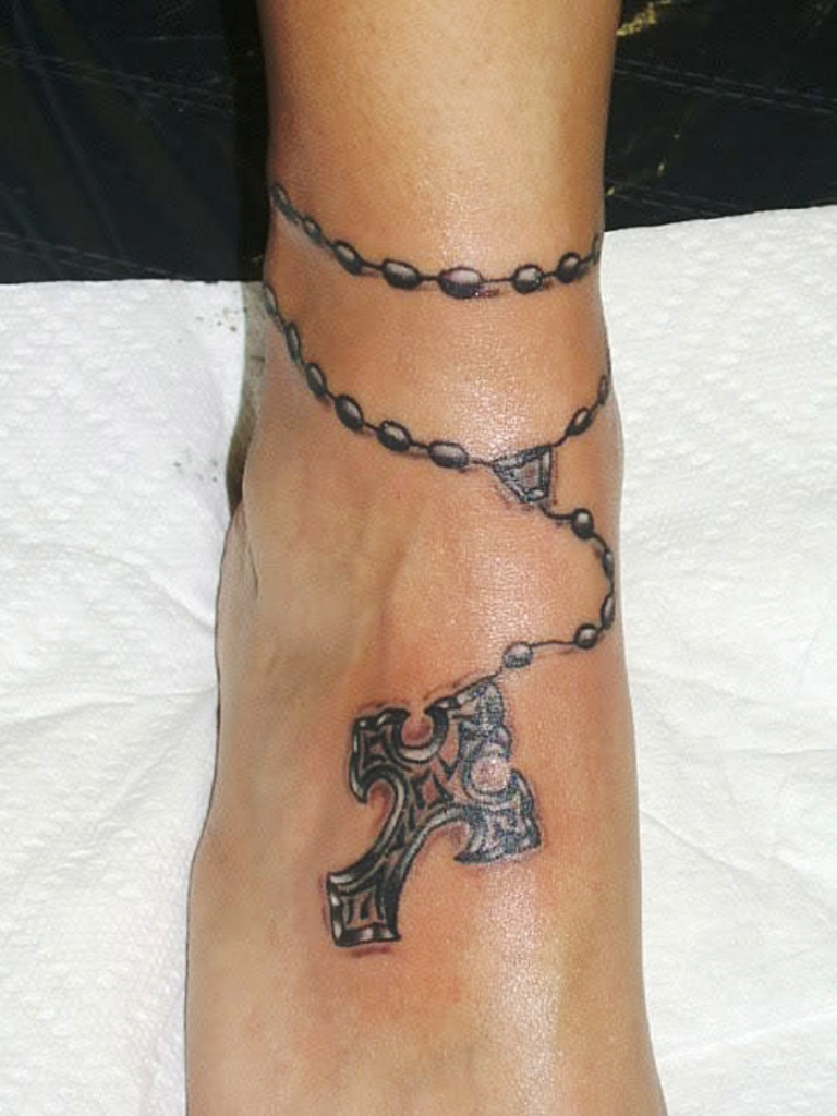 Cross Ankle Tattoos Women