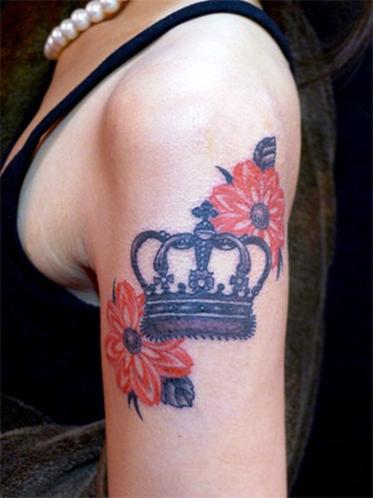Crown and Flower Tattoo