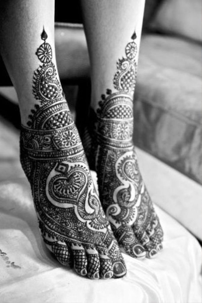 Detailed Foot and Leg Mehndi Design
