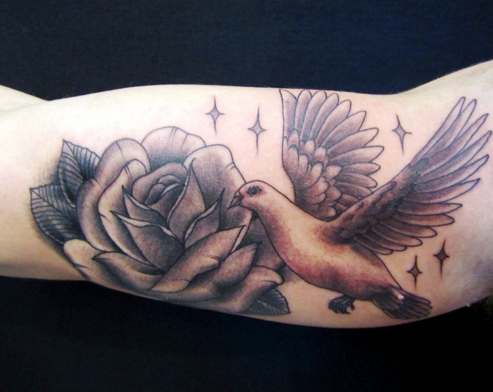 Dove and Rose Tattoo