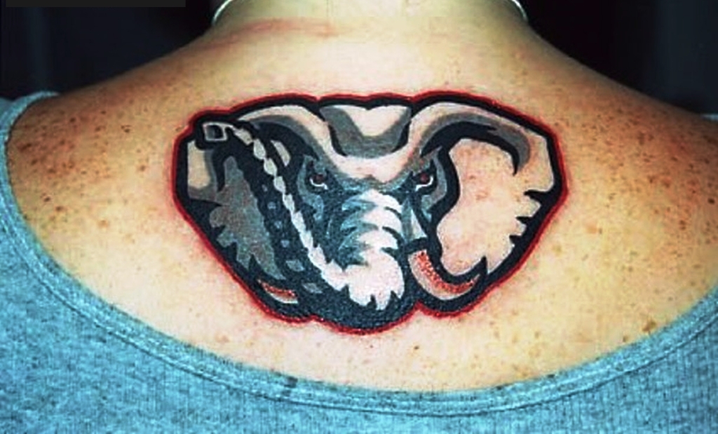 Elephant Head Trunk Up Tattoo