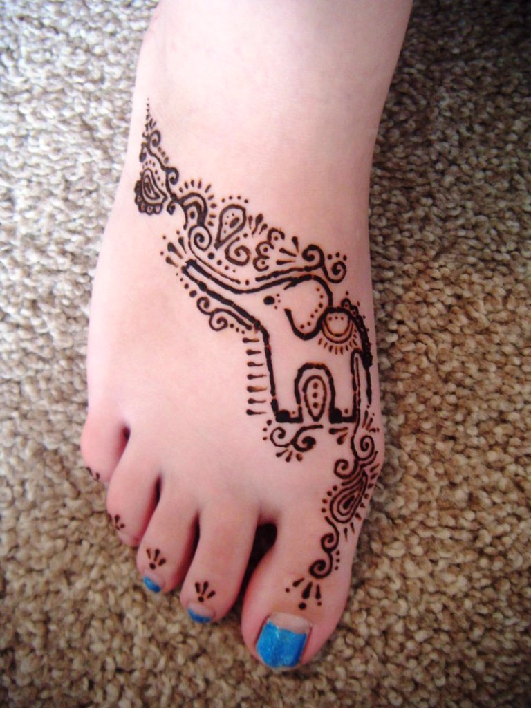 Elephant Henna Foot Tattoo Designs