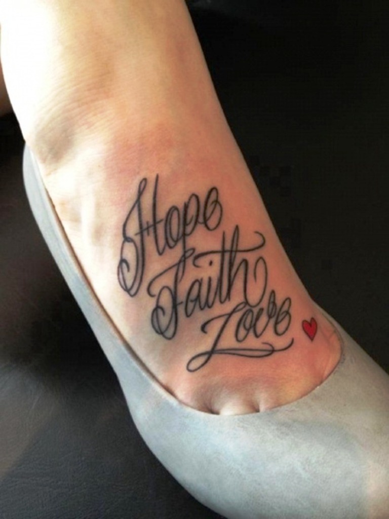 Faith Hope Love Foot Tattoo