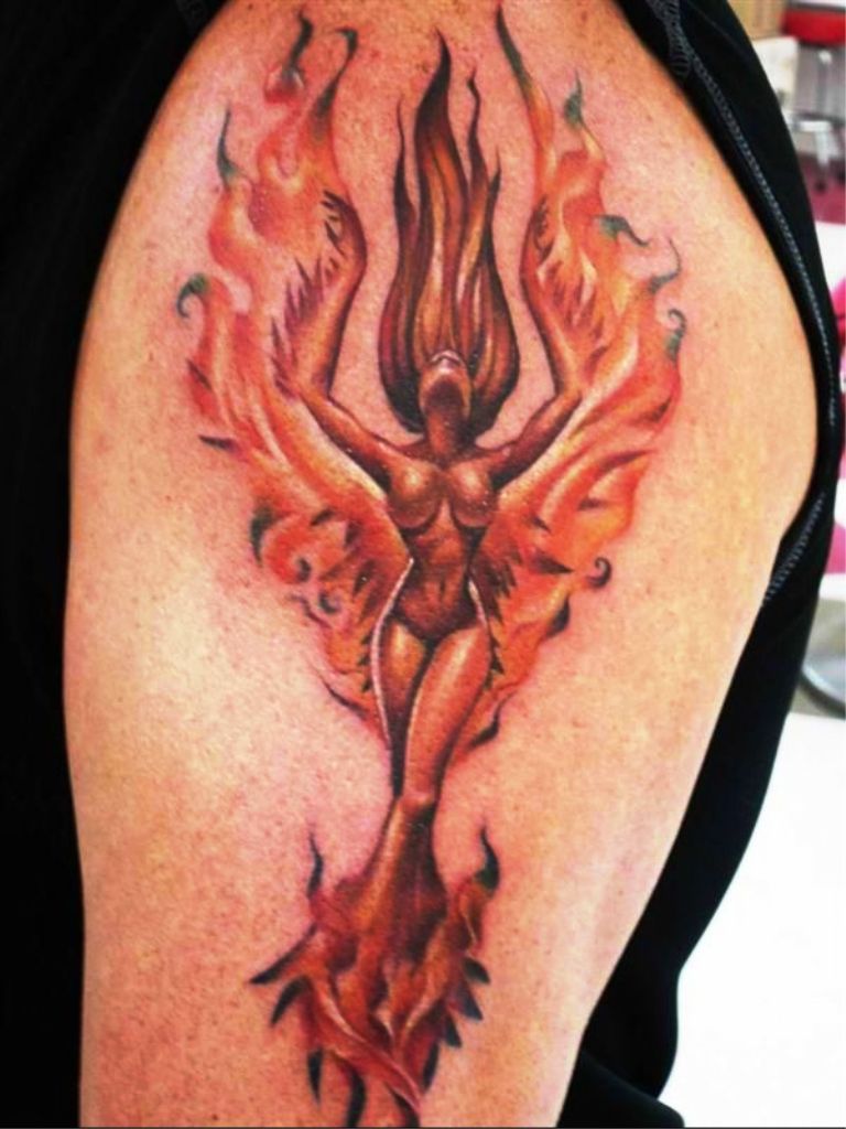 Fire Phoenix Tattoos for Women Small