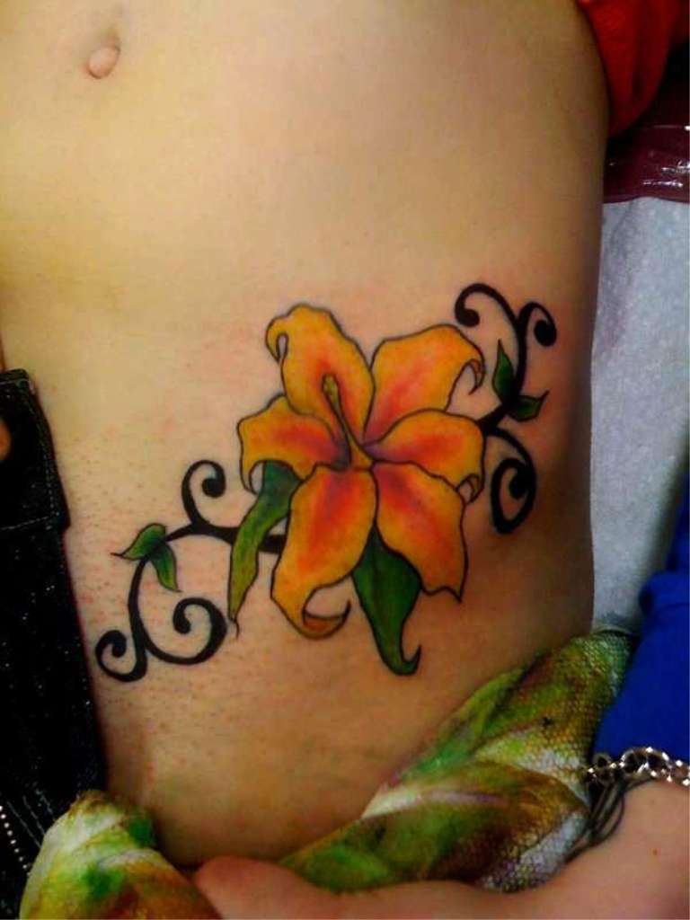Flower Tattoo On Hip
