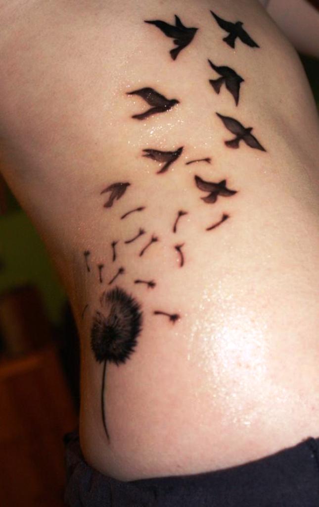 Flying Bird Tattoo On Side