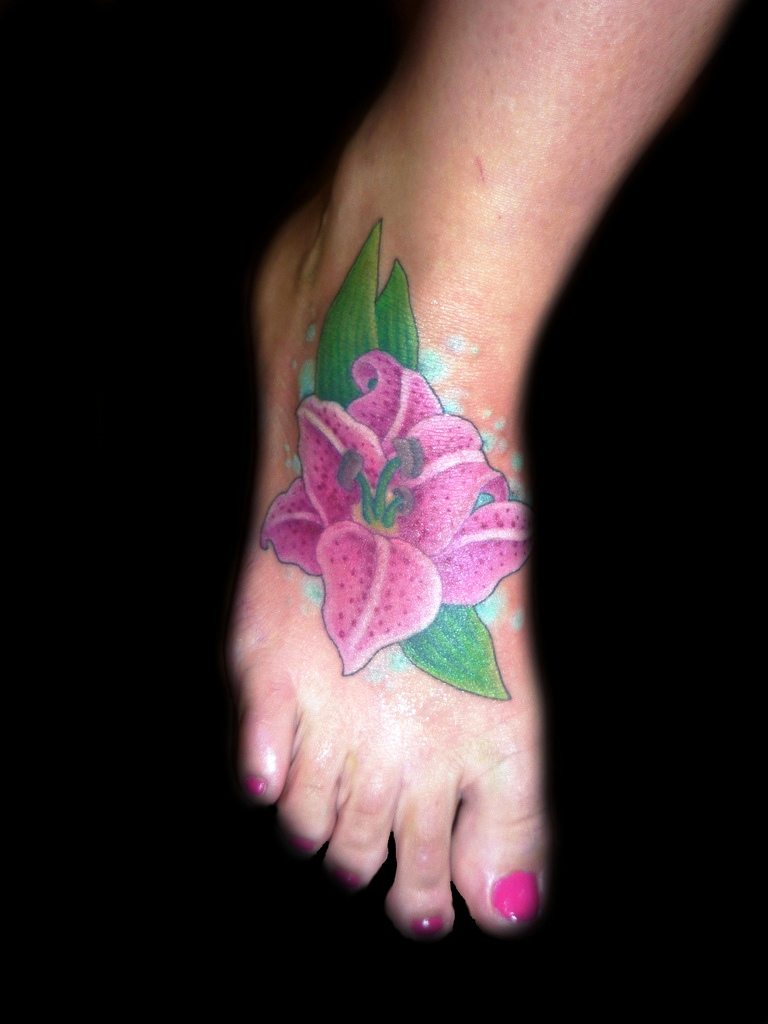Girls Flower Foot Tattoo Design