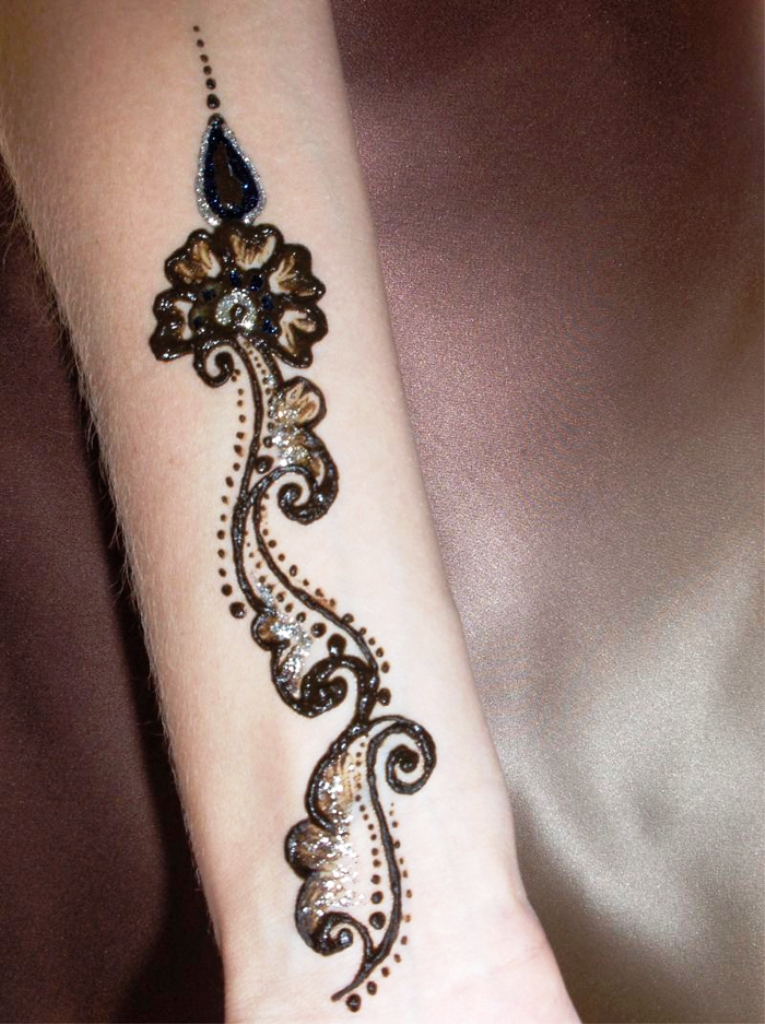 Glitter Mehndi Design for Teens Arm