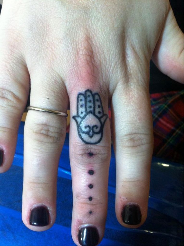 Hamsa Finger Tattoo
