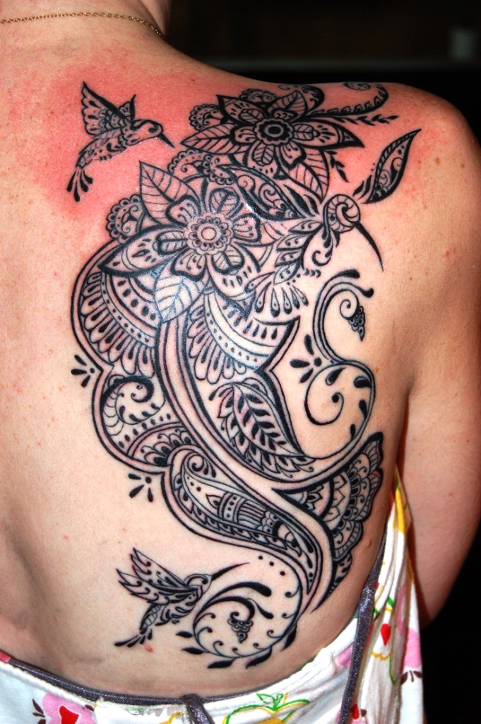 Henna-Inspired Back Tattoo