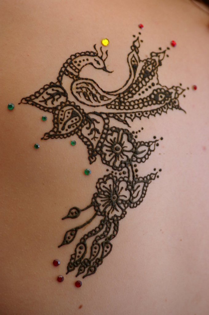 Henna Peacock Tattoo Design